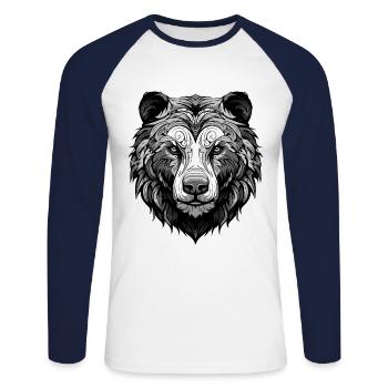 Polar Bear Portrait Polar Bear - Unisex Long Sleeve Baseball T-Shirt - white/navy - Front - Nik (191cm)