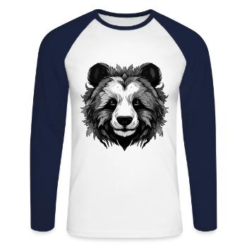 Panda Portrait - Unisex Baseballshirt langarm - Weiß/Navy - Vorne - Nik (191cm)