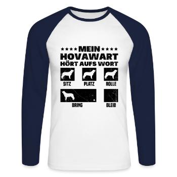 Hovawart Hundekunststücke Bauernhof Hovawart - Unisex Baseballshirt langarm - Weiß/Navy - Vorne - Nik (191cm)