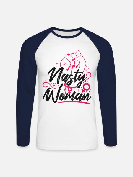 Feminist Nasty Woman - Unisex Baseballshirt langarm - Weiß/Navy