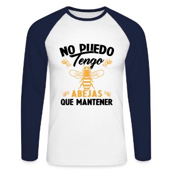 Bee Beekeeper Funny Beekeeping I Can't - Unisex Long Sleeve Baseball T-Shirt - white/navy - Front - Nik (191cm)