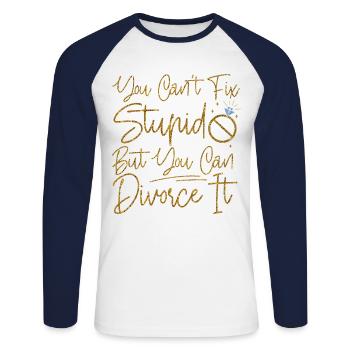 Happy Divorce Party You Can't Fix - Unisex Baseballshirt langarm - Weiß/Navy - Vorne - Nik (191cm)