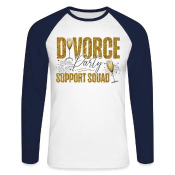 Happy Divorce Party Divorce Party - Unisex Baseballshirt langarm - Weiß/Navy - Vorne - Nik (191cm)