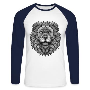 Portrait de chien Chow Chow - T-shirt baseball manches longues Homme - blanc/marine - Devant - Nik (191cm)