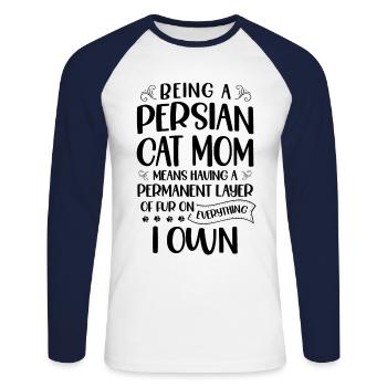 Perserkatze Katzenliebhaber Katzenbesitzer Perserlanghaar C - Unisex Baseballshirt langarm - Weiß/Navy - Vorne - Nik (191cm)