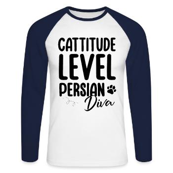 Perserkatze Katzenliebhaber Katzenbesitzer Perserlanghaar C - Unisex Baseballshirt langarm - Weiß/Navy - Vorne - Nik (191cm)