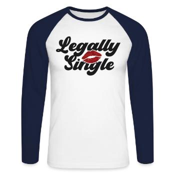 Happy Divorce Party Legally Single - Unisex Long Sleeve Baseball T-Shirt - white/navy - Front - Nik (191cm)