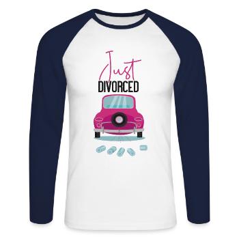 Happy Divorce Party Just Divorced - Unisex Long Sleeve Baseball T-Shirt - white/navy - Front - Nik (191cm)
