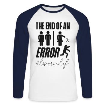 Happy Divorce Party The End Of An - Unisex Baseballshirt langarm - Weiß/Navy - Vorne - Nik (191cm)