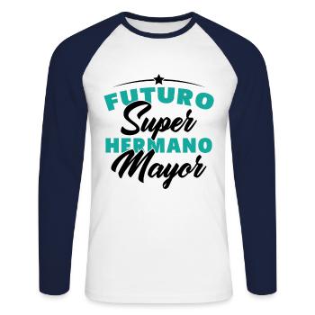 futuro super hermano mayor - T-shirt baseball manches longues Homme - blanc/marine - Devant - Nik (191cm)