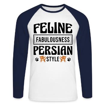 Perserkatze Katzenliebhaber Katzenbesitzer Perserlanghaar C - Unisex Baseballshirt langarm - Weiß/Navy - Vorne - Nik (191cm)