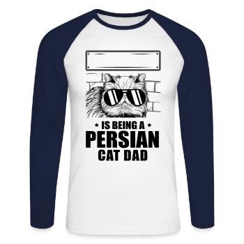 Persian Cat Cat Lover Cat Owner Persian Longhair C - Unisex Long Sleeve Baseball T-Shirt - white/navy - Front - Nik (191cm)