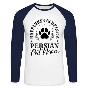 Persian Cat Cat Lover Cat Owner Persian Longhair C - Unisex Long Sleeve Baseball T-Shirt - white/navy - Front - Nik (191cm)