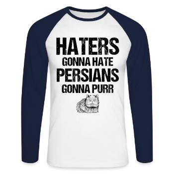 Persian Cat Cat Lover Cat Owner Persian Longhair C - Unisex Long Sleeve Baseball T-Shirt - white/navy - Front - Nik (191cm)