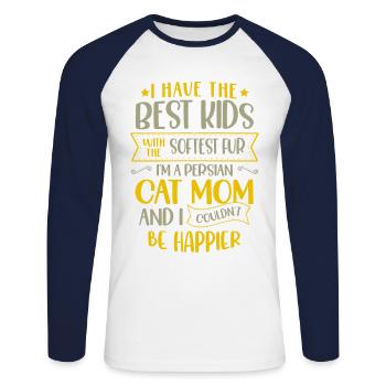 Chat persan Chat Amoureux Propriétaire de chat Persan Longhair C - T-shirt baseball manches longues Homme - blanc/marine - Devant - Nik (191cm)