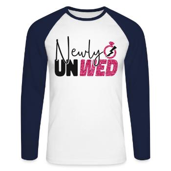 Happy Divorce Party Newly Unwed - Unisex Long Sleeve Baseball T-Shirt - white/navy - Front - Nik (191cm)