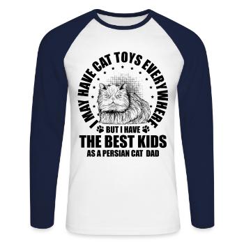 Chat persan Chat Amoureux Propriétaire de chat Persan Longhair C - T-shirt baseball manches longues Homme - blanc/marine - Devant - Nik (191cm)