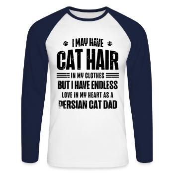 Chat Persan Chat Amoureux Chat Propriétaire Persan Cheveux Long C - T-shirt baseball manches longues Homme - blanc/marine - Devant - Nik (191cm)