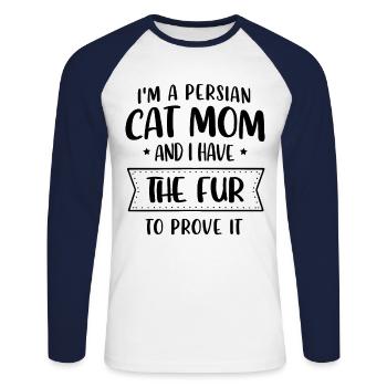 Chat persan Chat Amoureux Propriétaire de chat Persan Longhair C - T-shirt baseball manches longues Homme - blanc/marine - Devant - Nik (191cm)