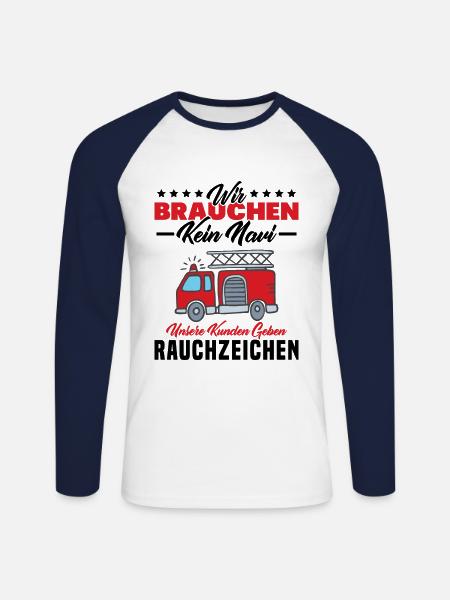 Feuerwehr Feuerwehrmann - Unisex Baseballshirt langarm - Weiß/Navy
