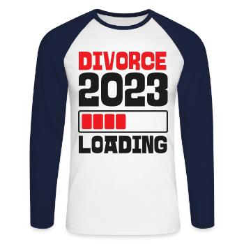 Happy Divorce Party Divorce 2023 - Unisex Long Sleeve Baseball T-Shirt - white/navy - Front - Nik (191cm)