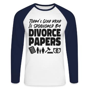 Happy Divorce Party Today's Good - Unisex Baseballshirt langarm - Weiß/Navy - Vorne - Nik (191cm)