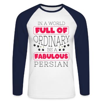 Chat persan Chat Amoureux Propriétaire de chat Persan Longhair C - T-shirt baseball manches longues Homme - blanc/marine - Devant - Nik (191cm)