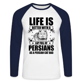 Chat persan Chat Amoureux Propriétaire de chat Persan Longhair C - T-shirt baseball manches longues Homme - blanc/marine - Devant - Nik (191cm)