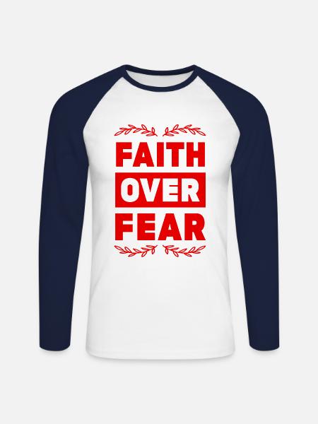 Bible Faith over fear - Unisex Long Sleeve Baseball T-Shirt - white/navy