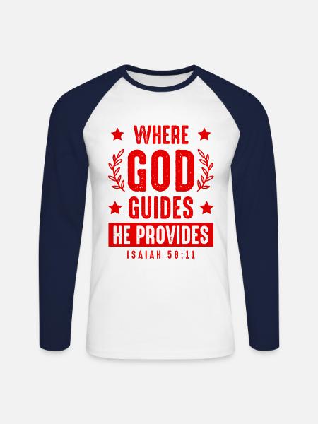 gott lenkt bibel - Unisex Baseballshirt langarm - Weiß/Navy