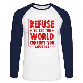 Bible Verses - Unisex Long Sleeve Baseball T-Shirt - white/navy - Front - Nik (191cm)