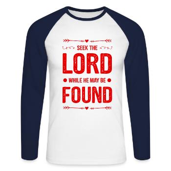 gott bibel spruch - Unisex Baseballshirt langarm - Weiß/Navy - Vorne - Nik (191cm)
