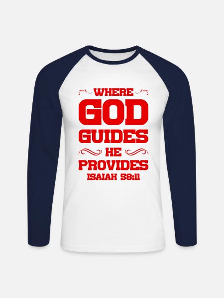 God directs the Bible - Unisex Long Sleeve Baseball T-Shirt - white/navy