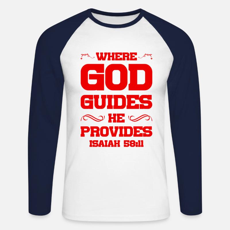 gott lenkt bibel - Unisex Baseballshirt langarm - Weiß/Navy