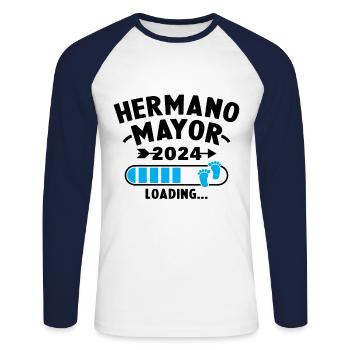 Big Brother 2024 loading - Unisex Long Sleeve Baseball T-Shirt - white/navy - Front - Nik (191cm)