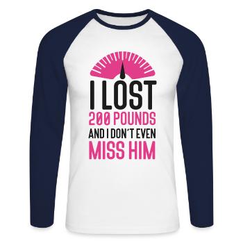 Happy Divorce Party I Lost 200 - Unisex Long Sleeve Baseball T-Shirt - white/navy - Front - Nik (191cm)