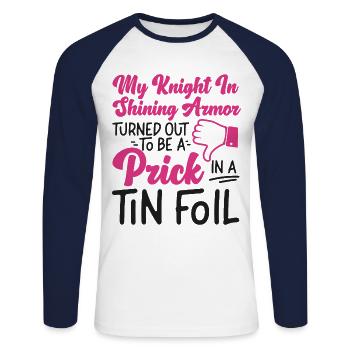 Happy Divorce Party My Knight In - Unisex Baseballshirt langarm - Weiß/Navy - Vorne - Nik (191cm)