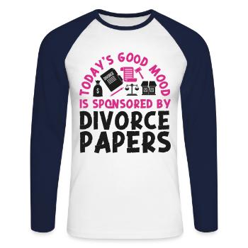 Happy Divorce Party Today's Good - Unisex Baseballshirt langarm - Weiß/Navy - Vorne - Nik (191cm)