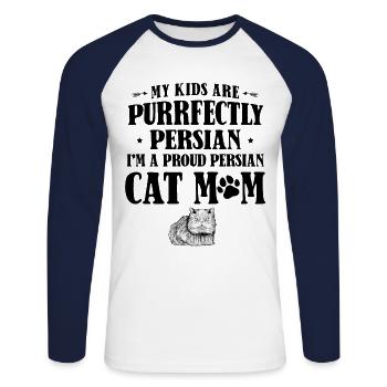 Perserkatze Katzenliebhaber Katzenbesitzer Persisch Langhaar C - Unisex Baseballshirt langarm - Weiß/Navy - Vorne - Nik (191cm)
