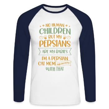 Persian Cat Cat Lover Cat Owner Persian Longhair C - Unisex Long Sleeve Baseball T-Shirt - white/navy - Front - Nik (191cm)