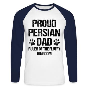 Chat persan Chat Amoureux Propriétaire de chat Persan Longhair C - T-shirt baseball manches longues Homme - blanc/marine - Devant - Nik (191cm)