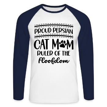Perserkatze Katzenliebhaber Katzenbesitzer Perserlanghaar C - Unisex Baseballshirt langarm - Weiß/Navy - Vorne - Nik (191cm)