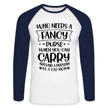Persian Cat Cat Lover Cat Owner Persian Longhair C - Unisex Long Sleeve Baseball T-Shirt - white/navy - Front - Nik (191cm)