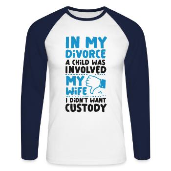 Happy Divorce Party In My Divorce - Unisex Baseballshirt langarm - Weiß/Navy - Vorne - Nik (191cm)