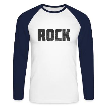 Rock - Unisex Baseballshirt langarm - Weiß/Navy - Vorne - Nik (191cm)
