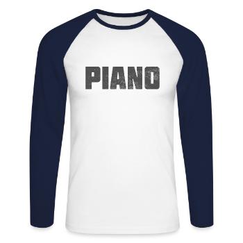 Piano - Unisex Baseballshirt langarm - Weiß/Navy - Vorne - Nik (191cm)