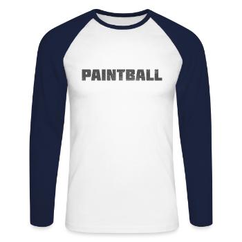Paintball - Unisex Long Sleeve Baseball T-Shirt - white/navy - Front - Nik (191cm)