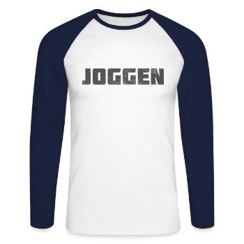 Faire du jogging - T-shirt baseball manches longues Homme - blanc/marine - Devant - Nik (191cm)