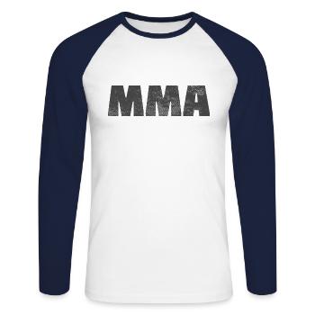 Arts martiaux - T-shirt baseball manches longues Homme - blanc/marine - Devant - Nik (191cm)