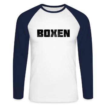 Boxe - T-shirt baseball manches longues Homme - blanc/marine - Devant - Nik (191cm)